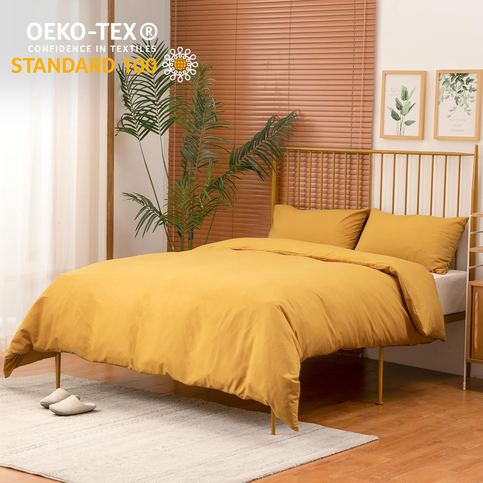 TOCOMOA Yellow Duvet Cover 100% Microfiber Bedding Set, King